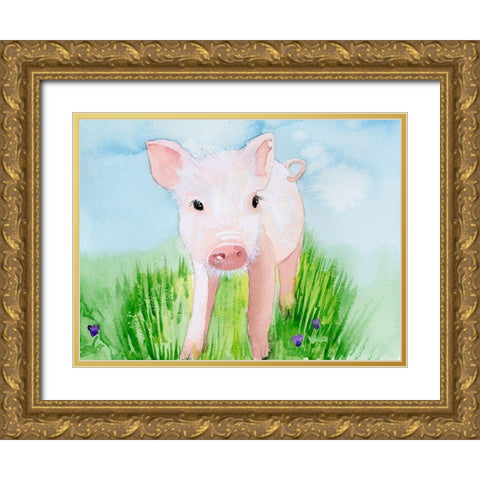 Baby Spring Animals V Gold Ornate Wood Framed Art Print with Double Matting by Ludwig, Alicia