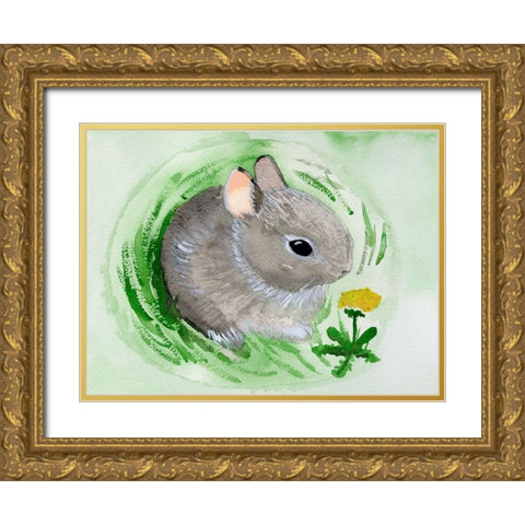 Baby Spring Animals VI Gold Ornate Wood Framed Art Print with Double Matting by Ludwig, Alicia