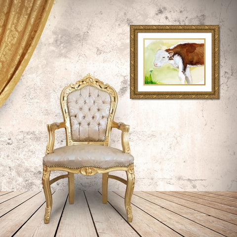 Baby Spring Animals VII Gold Ornate Wood Framed Art Print with Double Matting by Ludwig, Alicia