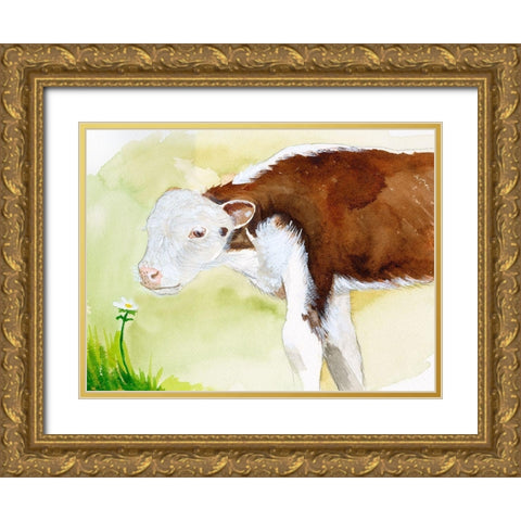 Baby Spring Animals VII Gold Ornate Wood Framed Art Print with Double Matting by Ludwig, Alicia