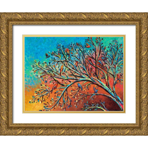 Sunrise Treetop Birds I Gold Ornate Wood Framed Art Print with Double Matting by Vitaletti, Carolee