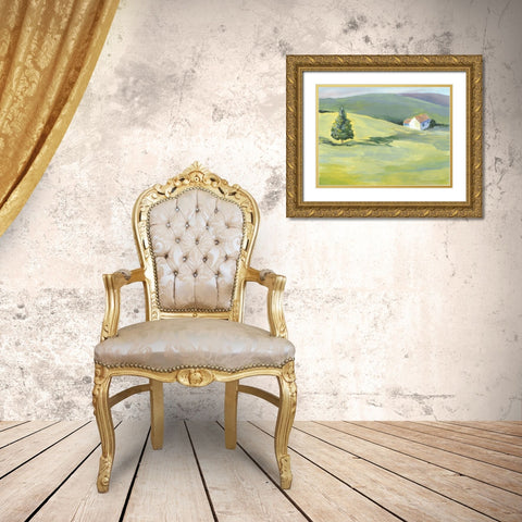 Hillside Vista II Gold Ornate Wood Framed Art Print with Double Matting by Moore, Regina