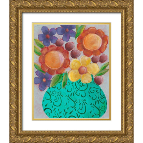 Sunny Floral II Gold Ornate Wood Framed Art Print with Double Matting by Moore, Regina