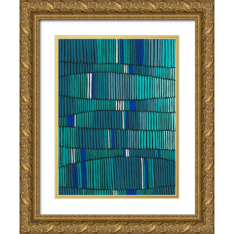 Teal Tribal II Gold Ornate Wood Framed Art Print with Double Matting by Moore, Regina