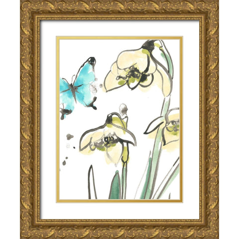 Ink Wash Garden III Gold Ornate Wood Framed Art Print with Double Matting by Vess, June Erica