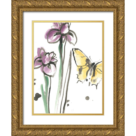 Ink Wash Garden IV Gold Ornate Wood Framed Art Print with Double Matting by Vess, June Erica