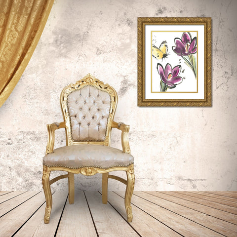 Ink Wash Garden VI Gold Ornate Wood Framed Art Print with Double Matting by Vess, June Erica