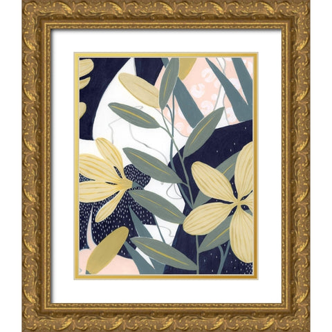 Flores Noche II Gold Ornate Wood Framed Art Print with Double Matting by Popp, Grace