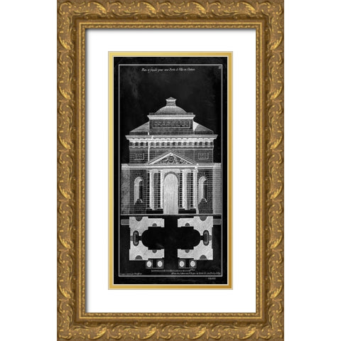 Custom Palace Facade Blueprint I (SUN) Gold Ornate Wood Framed Art Print with Double Matting by Vision Studio