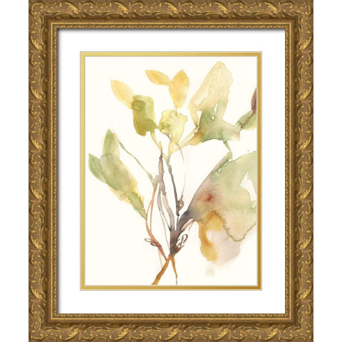 Ebbing Leaves I Gold Ornate Wood Framed Art Print with Double Matting by Goldberger, Jennifer