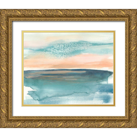 Peachy Salt Spray II Gold Ornate Wood Framed Art Print with Double Matting by Goldberger, Jennifer