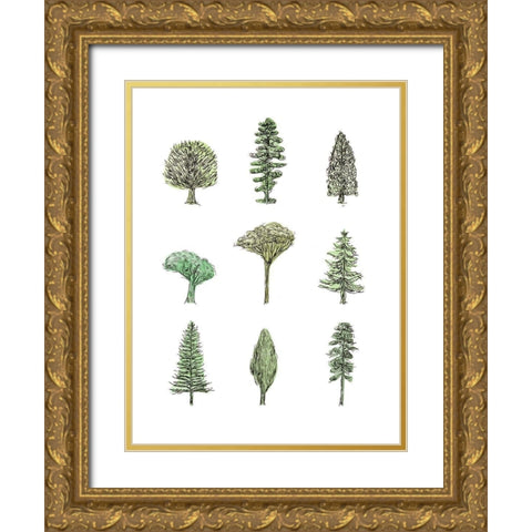 Collected Pines II Gold Ornate Wood Framed Art Print with Double Matting by Wang, Melissa