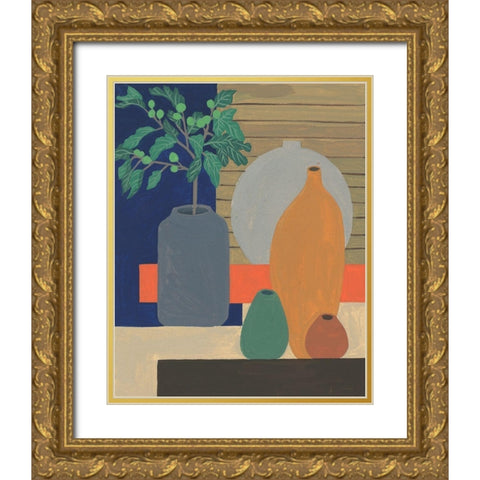 Vases on a Shelf III Gold Ornate Wood Framed Art Print with Double Matting by Wang, Melissa