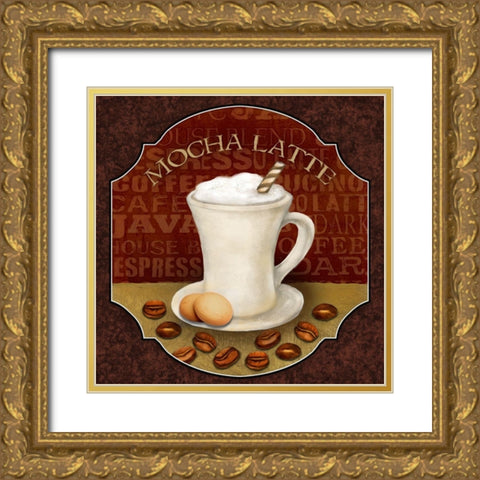 Coffee Illustration I Gold Ornate Wood Framed Art Print with Double Matting by White, Abby