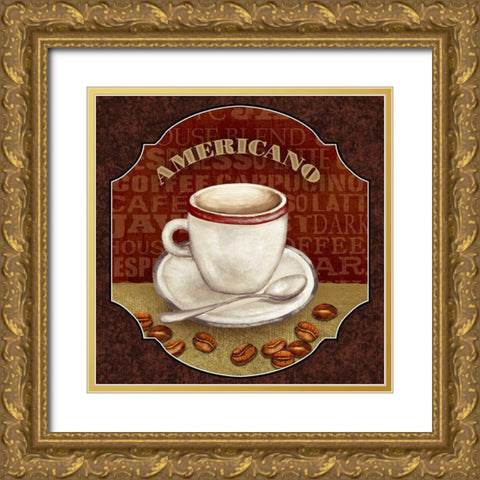 Coffee Illustration II Gold Ornate Wood Framed Art Print with Double Matting by White, Abby