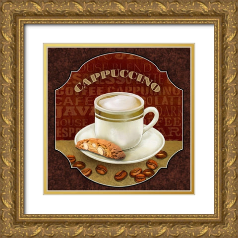 Coffee Illustration III Gold Ornate Wood Framed Art Print with Double Matting by White, Abby