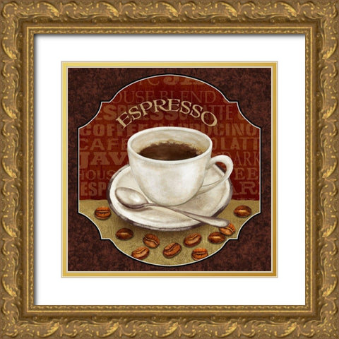 Coffee Illustration IV Gold Ornate Wood Framed Art Print with Double Matting by White, Abby