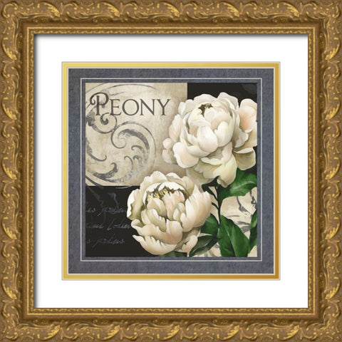 Flowers on BandW IV Gold Ornate Wood Framed Art Print with Double Matting by White, Abby