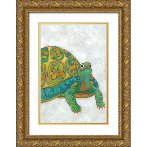 Custom Turtle Friends I Gold Ornate Wood Framed Art Print with Double Matting by Zarris, Chariklia