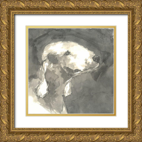 Sepia Modern Dog I Gold Ornate Wood Framed Art Print with Double Matting by A Very Modern Dog