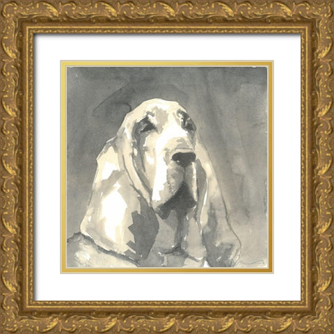 Sepia Modern Dog II Gold Ornate Wood Framed Art Print with Double Matting by A Very Modern Dog