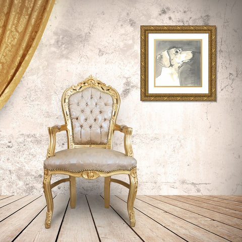 Sepia Modern Dog IV Gold Ornate Wood Framed Art Print with Double Matting by A Very Modern Dog