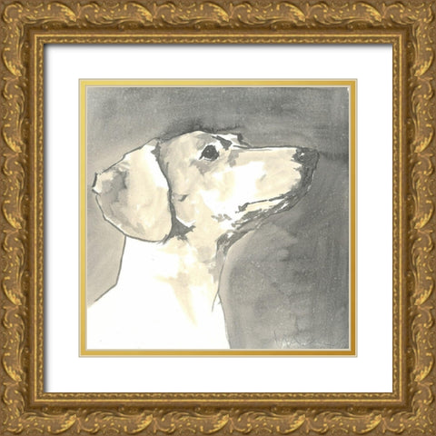 Sepia Modern Dog IV Gold Ornate Wood Framed Art Print with Double Matting by A Very Modern Dog
