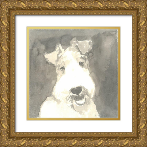 Sepia Modern Dog VI Gold Ornate Wood Framed Art Print with Double Matting by A Very Modern Dog