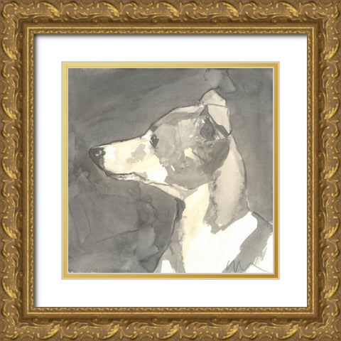 Sepia Modern Dog VII Gold Ornate Wood Framed Art Print with Double Matting by A Very Modern Dog