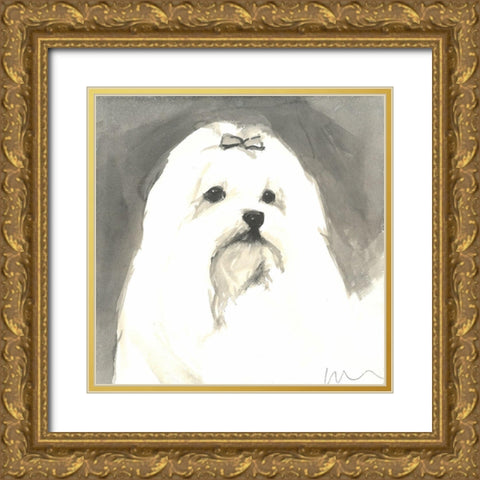 Sepia Modern Dog VIII Gold Ornate Wood Framed Art Print with Double Matting by A Very Modern Dog