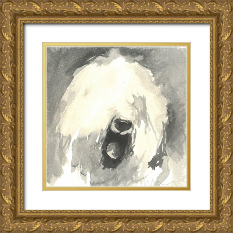 Sepia Modern Dog IX Gold Ornate Wood Framed Art Print with Double Matting by A Very Modern Dog