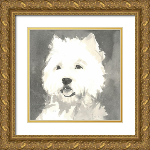 Sepia Modern Dog X Gold Ornate Wood Framed Art Print with Double Matting by A Very Modern Dog