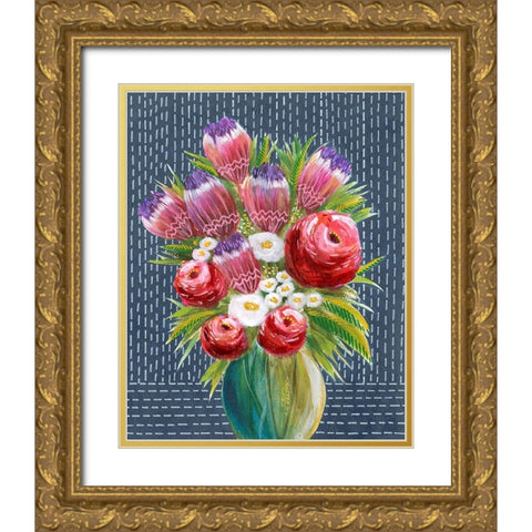 Bashful Bouquet I Gold Ornate Wood Framed Art Print with Double Matting by Moore, Regina
