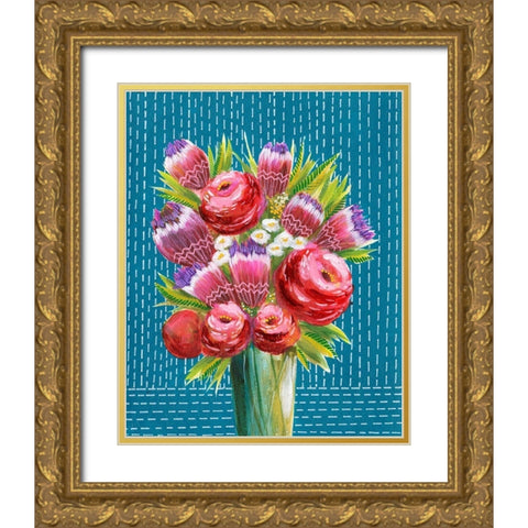 Bashful Bouquet II Gold Ornate Wood Framed Art Print with Double Matting by Moore, Regina