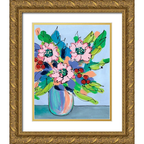 Rowdy Floral II Gold Ornate Wood Framed Art Print with Double Matting by Moore, Regina