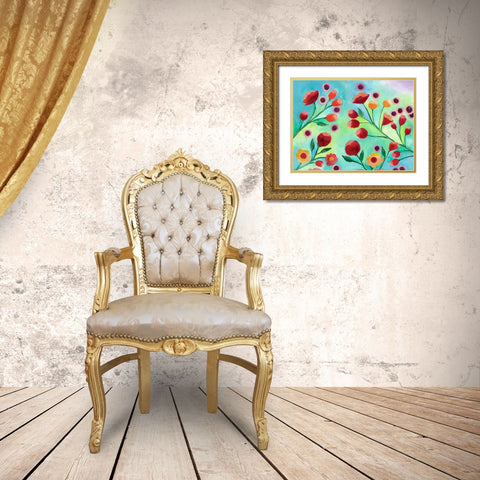 Jambalaya Floral III Gold Ornate Wood Framed Art Print with Double Matting by Moore, Regina