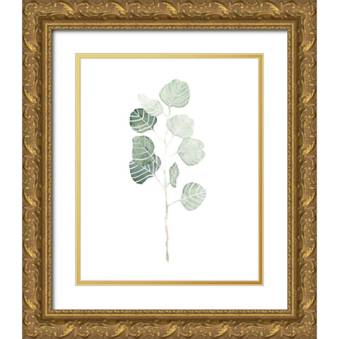 Soft Eucalyptus Branch I Gold Ornate Wood Framed Art Print with Double Matting by Scarvey, Emma