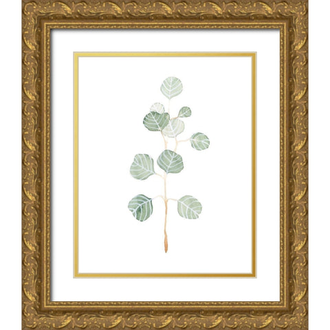 Soft Eucalyptus Branch II Gold Ornate Wood Framed Art Print with Double Matting by Scarvey, Emma