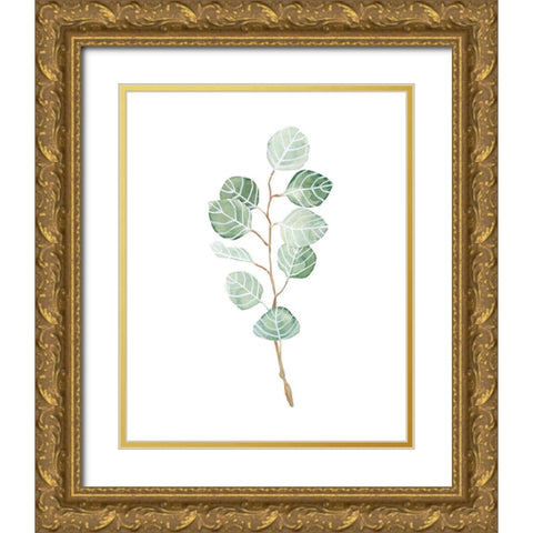 Soft Eucalyptus Branch III Gold Ornate Wood Framed Art Print with Double Matting by Scarvey, Emma