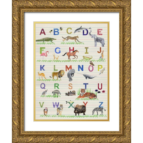 Alphabet Animals Gold Ornate Wood Framed Art Print with Double Matting by Ludwig, Alicia