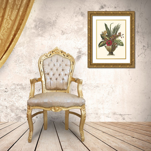 Tropical Foliage in Urn I Gold Ornate Wood Framed Art Print with Double Matting by Vision Studio