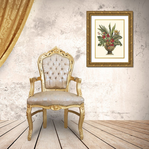 Tropical Foliage in Urn II  Gold Ornate Wood Framed Art Print with Double Matting by Vision Studio