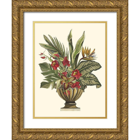 Tropical Foliage in Urn II  Gold Ornate Wood Framed Art Print with Double Matting by Vision Studio