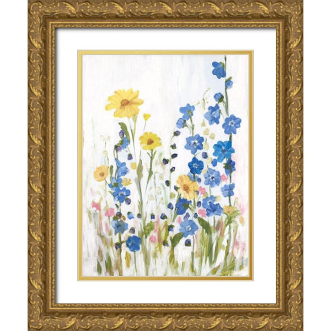 Periwinkle Wildflowers II Gold Ornate Wood Framed Art Print with Double Matting by Iafrate, Sandra