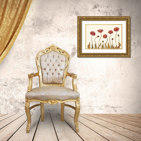 Coral Poppy Display II Gold Ornate Wood Framed Art Print with Double Matting by Iafrate, Sandra