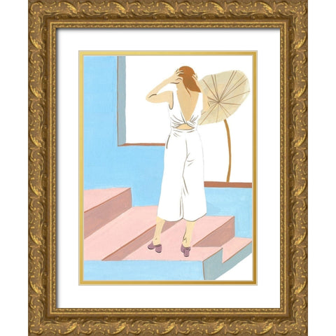 Women in the Garden IV Gold Ornate Wood Framed Art Print with Double Matting by Wang, Melissa