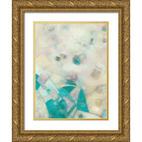 Turquoise Celebration I Gold Ornate Wood Framed Art Print with Double Matting by Crawford, Beverly