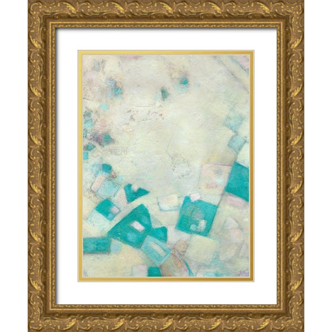 Turquoise Celebration II Gold Ornate Wood Framed Art Print with Double Matting by Crawford, Beverly