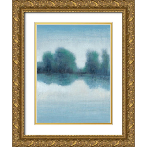 Misty Blue Morning II Gold Ornate Wood Framed Art Print with Double Matting by OToole, Tim