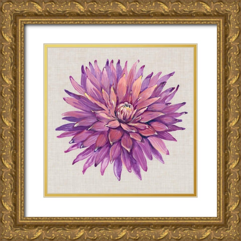 Floral Portrait on Linen II Gold Ornate Wood Framed Art Print with Double Matting by OToole, Tim
